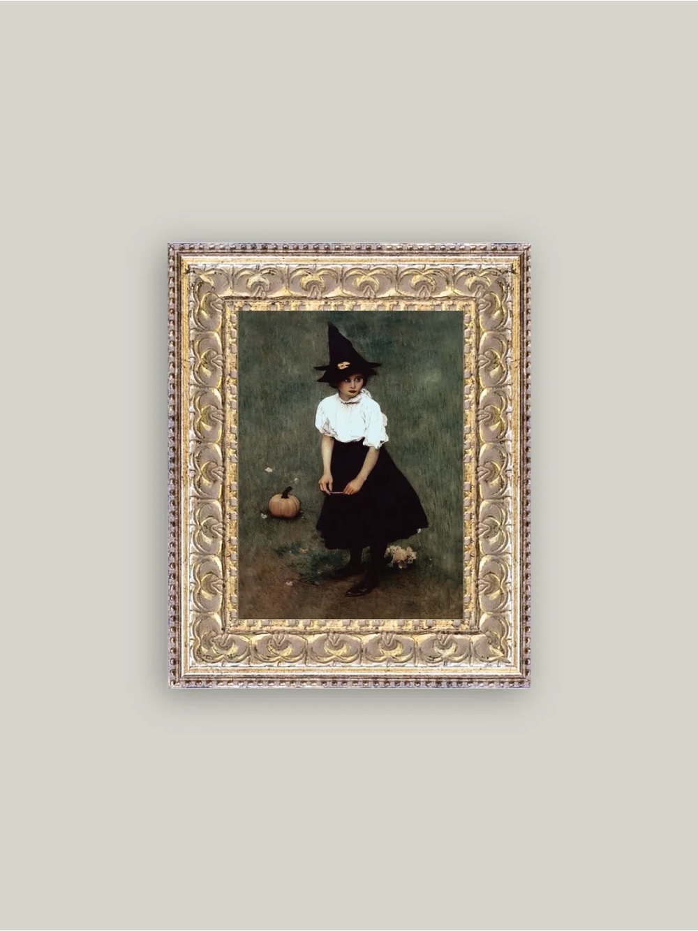 Ornate Framed Witch Girl w/ pumpkin Art Print